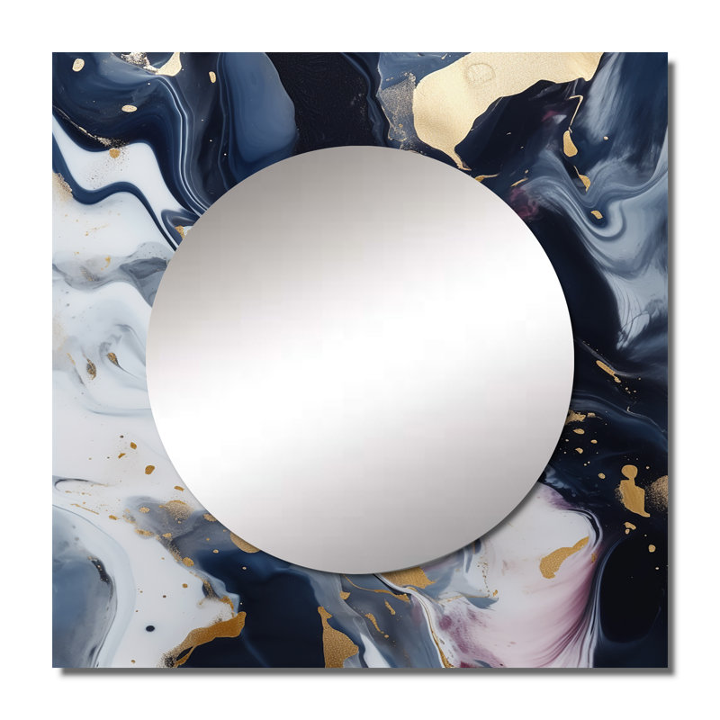 Lonara - Miroir carré abstrait en marbre pour décoration murale, 23 po x 23 po