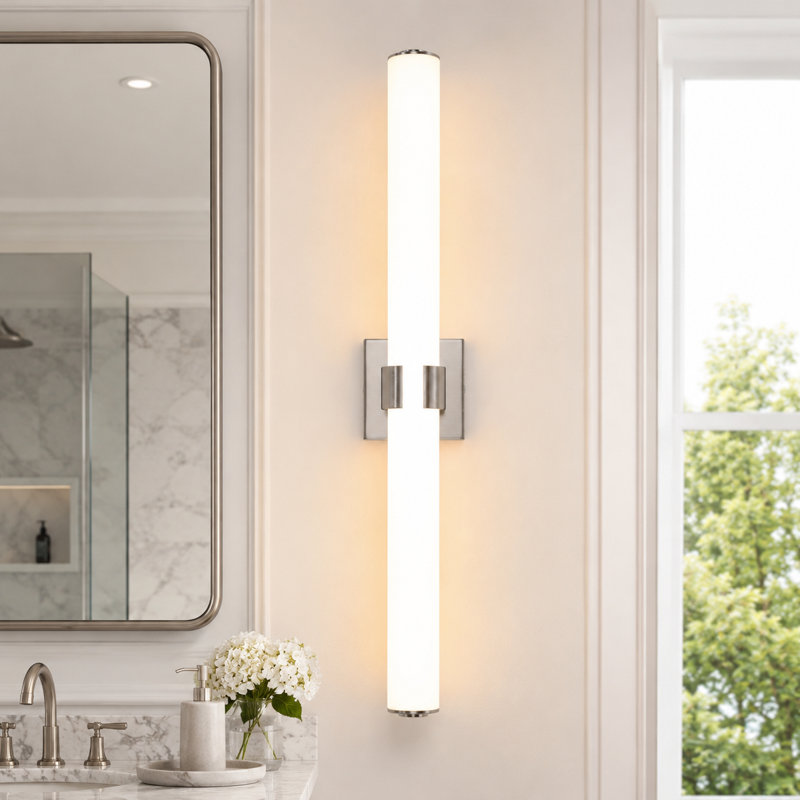 Barre d'éclairage de salle de bain à DEL à intensité variable 23 po Jesseray, 4.7" H x 31" W x 3.6" D, Nickel