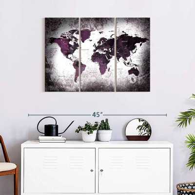 " Aged World Map XL " by Finnian P 3 - Pieces