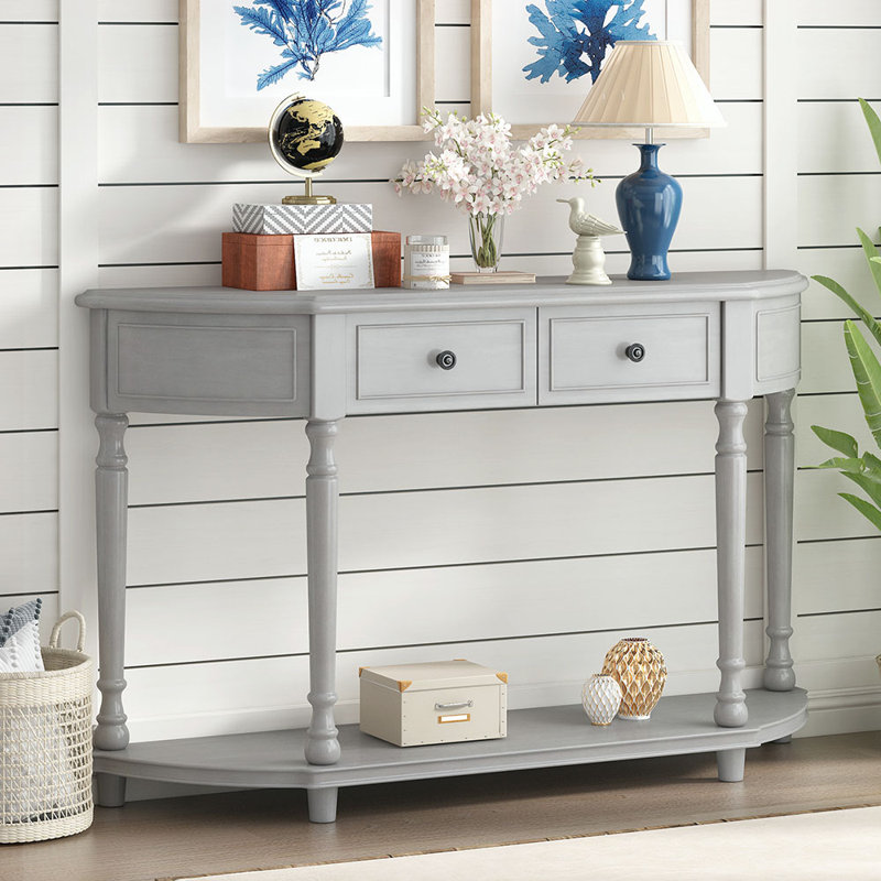 Console Roshawna 52, Gris clair, H 33,4 po x l 52 po x P 12,6 po, Gris clair