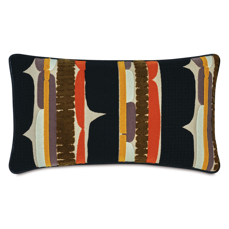 Sol Embroidered Decorative Pillow, Rectangle 13"H x 22"W