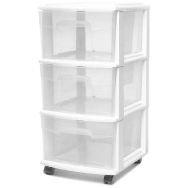 Sterilite 36208002 Ultra 2 Drawer Portable Rolling Storage Cart, White (4 Pack)