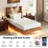 Wooden floating bed frame with LED lights,Platform Bed Frame with Reading Light Headboard-845403994