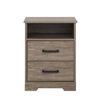 Yazeed 18.75" Wide 2-Drawer Nightstand, Farmhouse Bedside End Table with 2 Drawers, Storage for Bedroom, Office, Living Room, 16.25" D x 18.75" W x 24.5" H, Drifted Gray