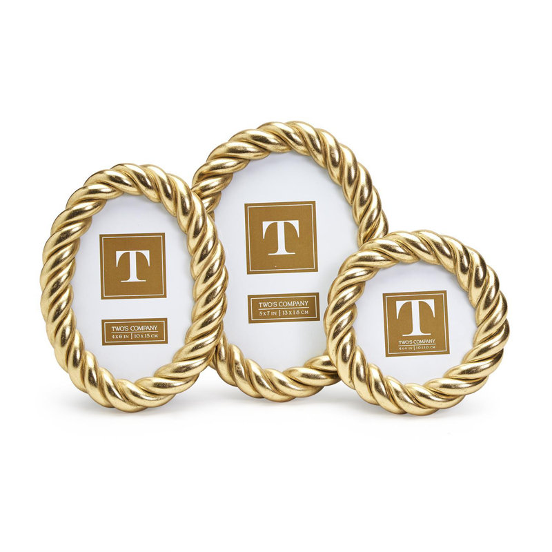 Gilded Rope Set Of 3 Gold Finish Photo Frame