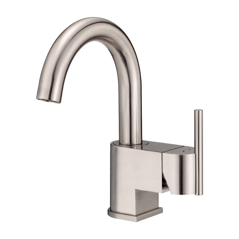 Lavabo de salle de bain à un trou Como avec marques chaudes et froides, Nickel brossé