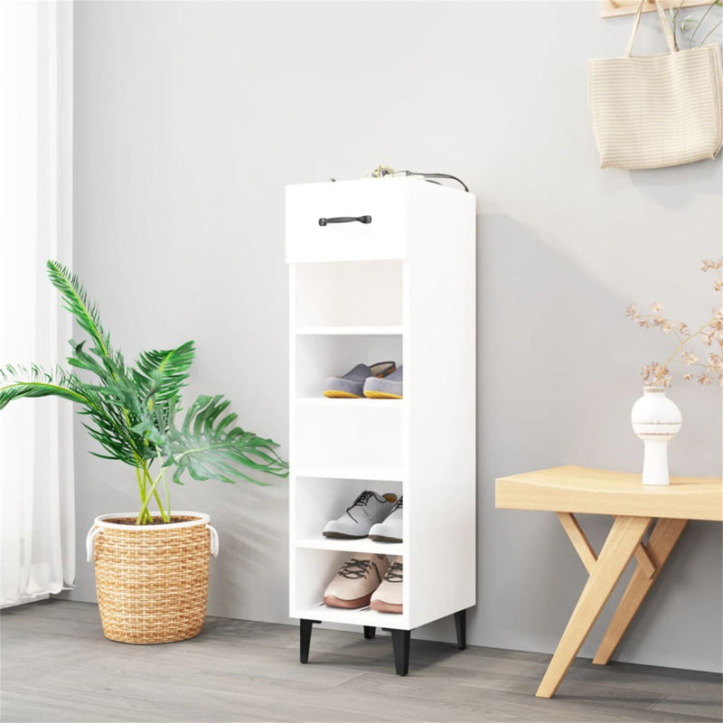 6 Pair Shoe Storage Cabinet, High Gloss White