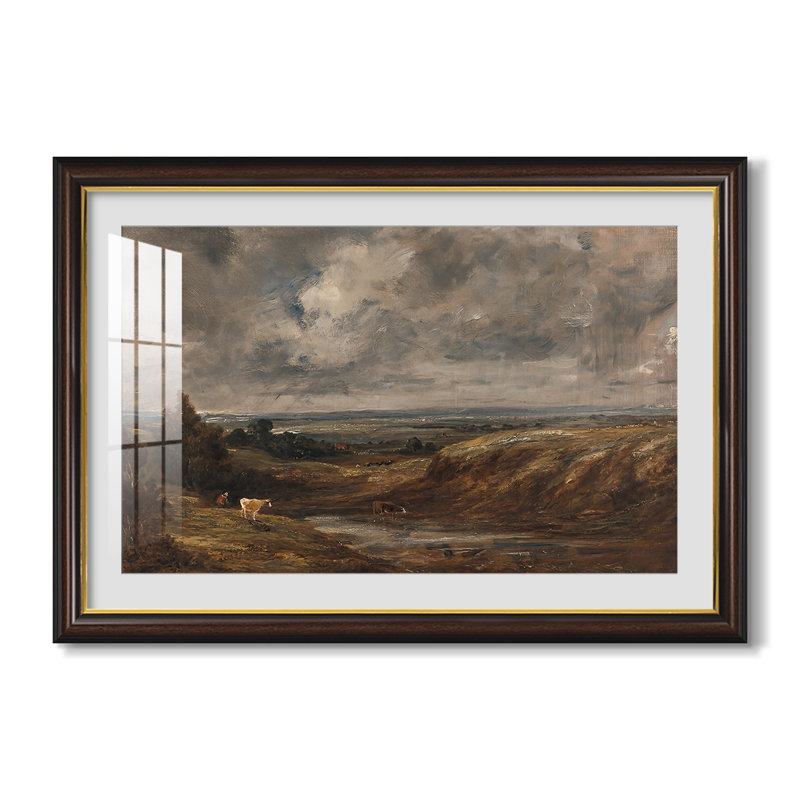 Hampstead Heath, 1825-John Constable-Custom Framed Canvas, Yes, Walnut Gold Lip, 28X40
