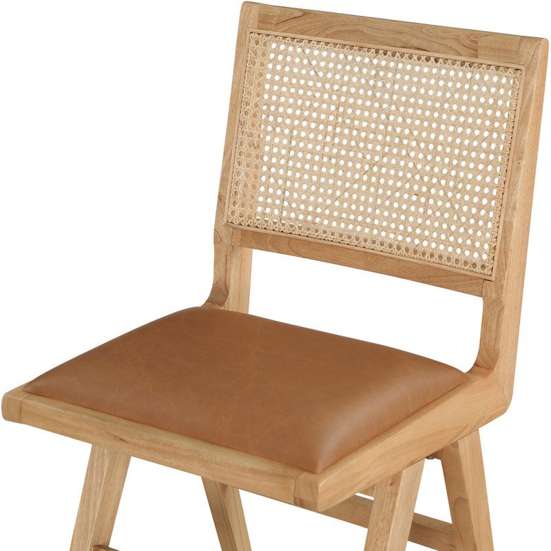 Chaise d'appoint Abby, Cuir cognac végétalien, Naturel