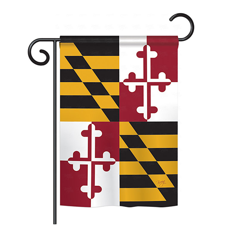 Drapeau de maison en polyester à 2 côtés US State, H 18,5 po x l 13 po, Maryland