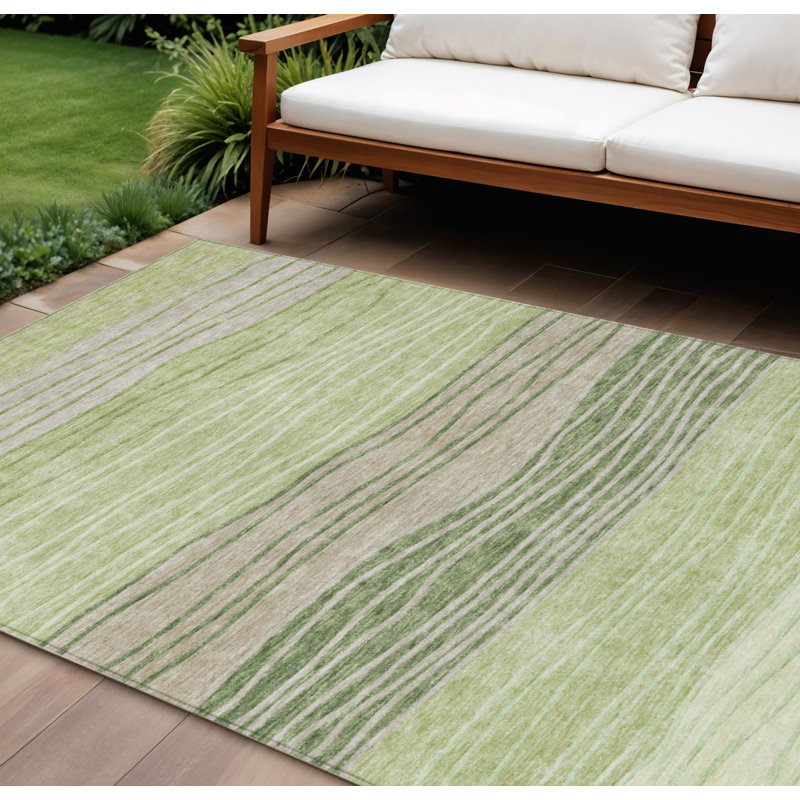 Tapis extérieur lavable rayé taupe 9 pi x 12 pi