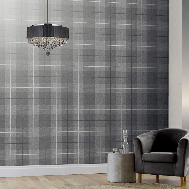 Twombly 10.05m x 53cm Textured Matte Wallpaper Roll, Charcoal