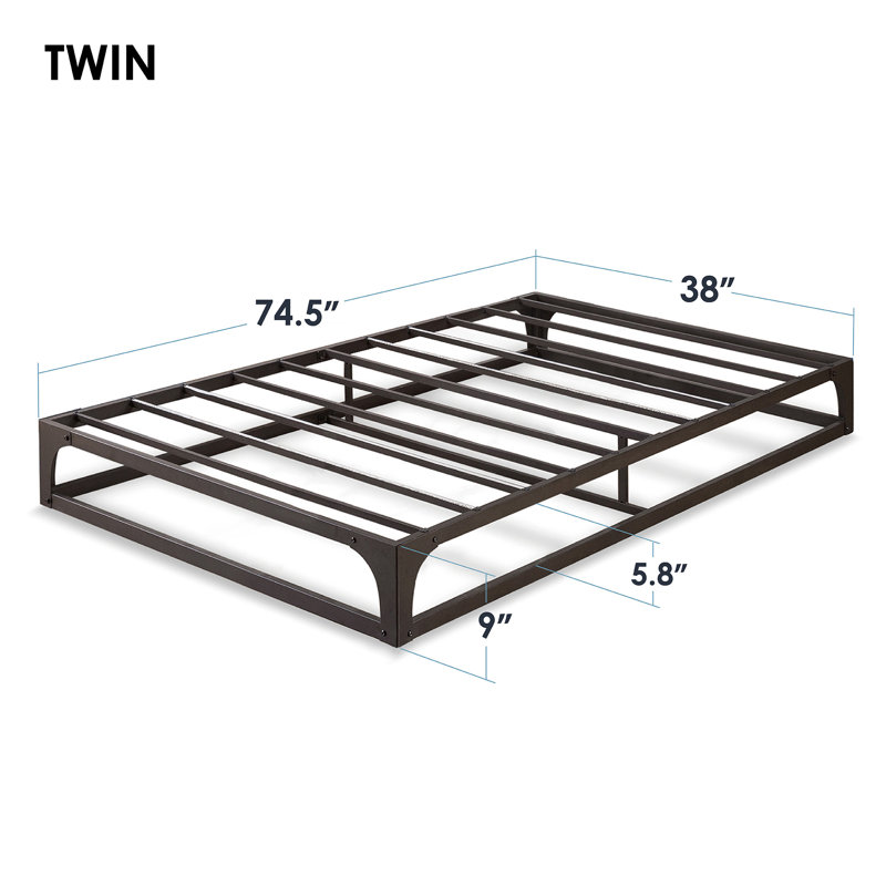 Steel Bed Frame, Twin, 9" H