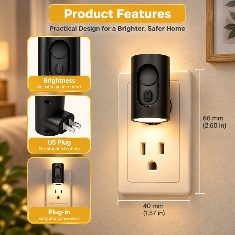Conçue pour une utilisation dans l'obscurité seulement, cette applique murale DEL noire de 2 lampes à détecteur de mouvement offre un rétroéclairage blanc chaud anti-éblouissement à intensité variable, une prise américaine, une conception de prise non bloquante, une construction en polycarbonate V-0 et un fonctionnement à faible dégagement de chaleur.
