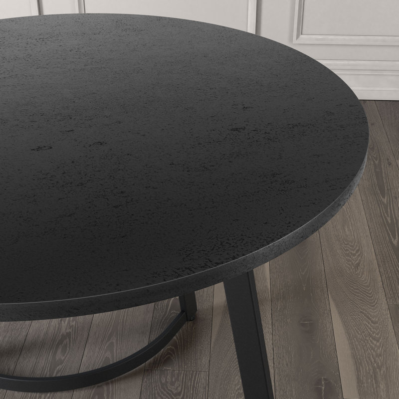 Monowi Round 39'' Dining Table, Basalt Top/Black Base