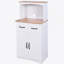 Armoire de rangement polyvalente à plusieurs niveaux avec tablettes réglables, tiroir central et section centrale ouverte pour organiser les cuisines modernes