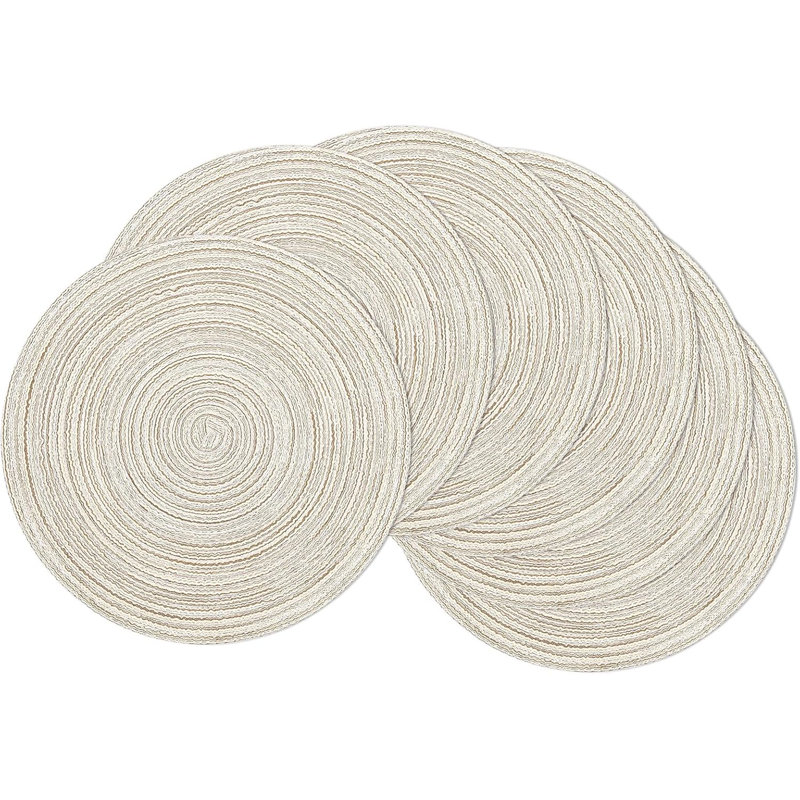 Ensemble de napperons ronds de 6 napperons ronds tressés lavables 15 po