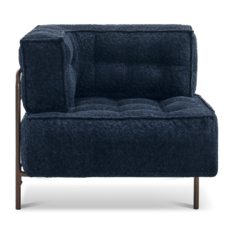 Fauteuil d'angle large Kevene 36,2, Fausse fourrure bleue