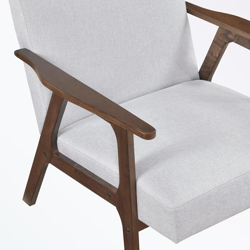 Charmant fauteuil d'appoint rembourré en tissu pour des espaces de vie élégants, Gris, Brun foncé