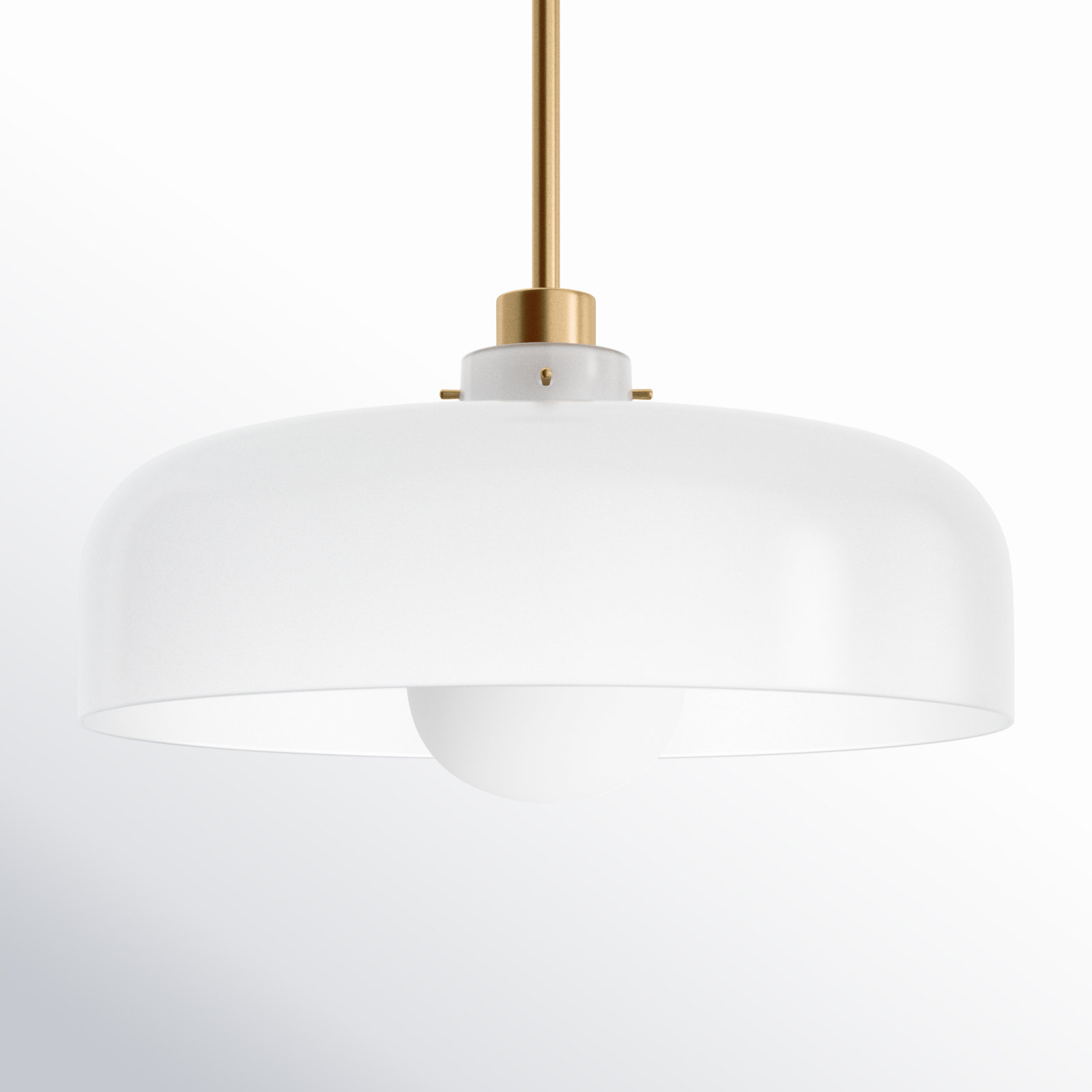 Villa Single Light Steel Dimmable Pendant, Lacquered Brass