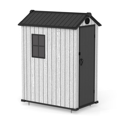 3 ft. W x 5 ft. D Plastic Storage Shed with Floor, Resin Shed with Window and Lockable Door