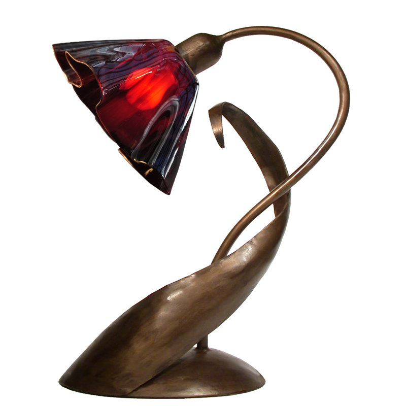 Dale Handcrafted Glass 20-Inch Arched Table Lamp, Plum, Black