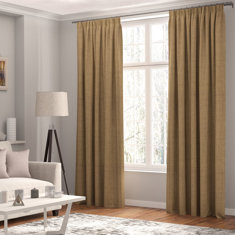 Shillings Blackout Curtain Pair, 168 W x 137 D cm, Coffee Brown