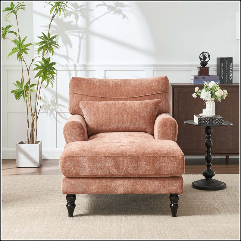 Chaise longue moderne avec structure en bois massif, Orange