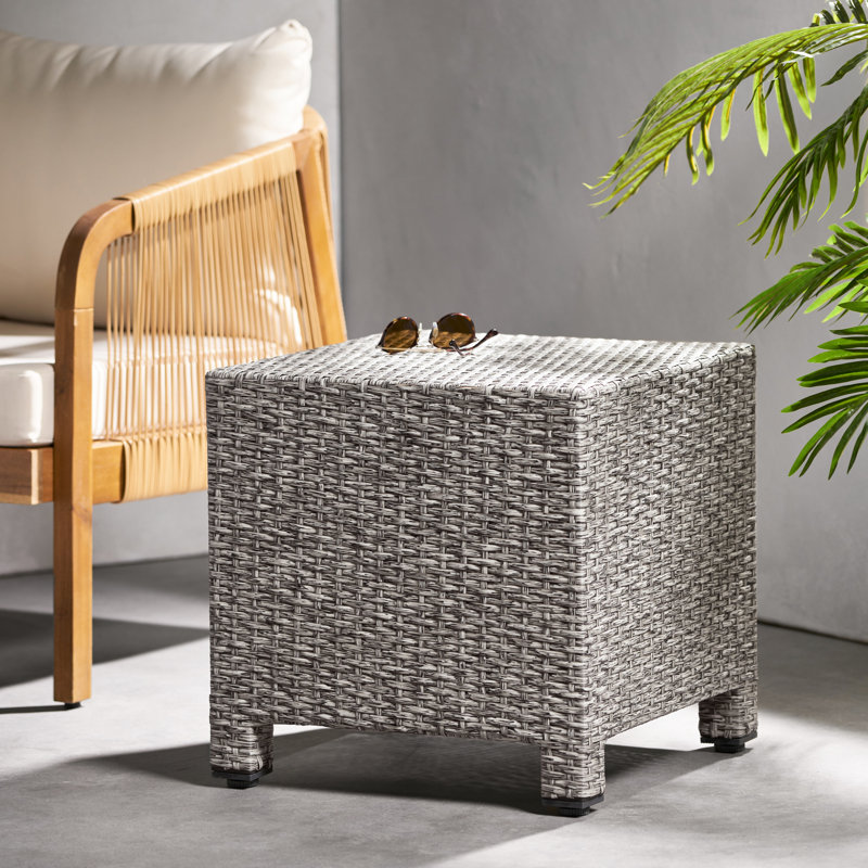 Table d'appoint - Table d'appoint cubique en fer noir avec fer, 18 po x 18 po x 18 po, sans assemblage, Noir