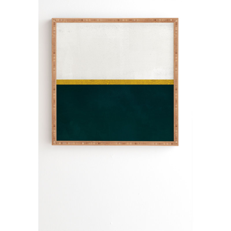 «Deep Green Gold and White», impression, H 20 po x l 20 po x P 2 po, Armature en bambou, Pas de tapis