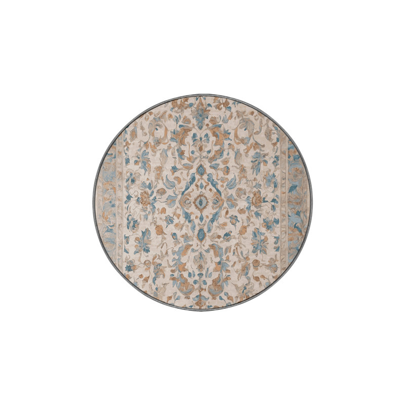 Machine Washable Gray Area Rug, Round 7'