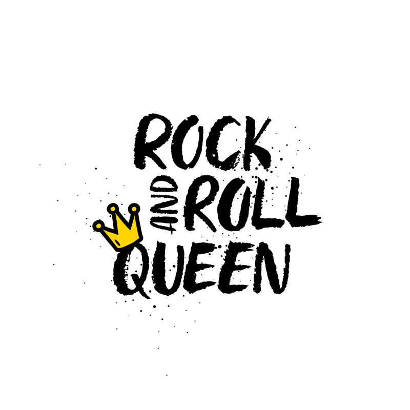 Rock And Roll Queen Lettering by Annykos - Wrapped Canvas Print, 30cm H x 30cm W x 3.8cm D