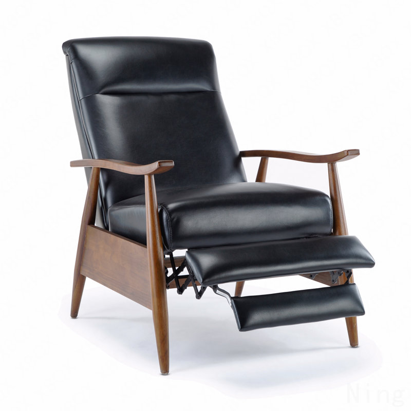 Fauteuil inclinable à accoudoirs en bois noir, Black
