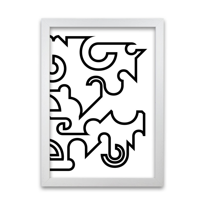 Abstract Black And White Minimal Line Right - Print, White Frame, 30cm H x 21cm W x 3cm D