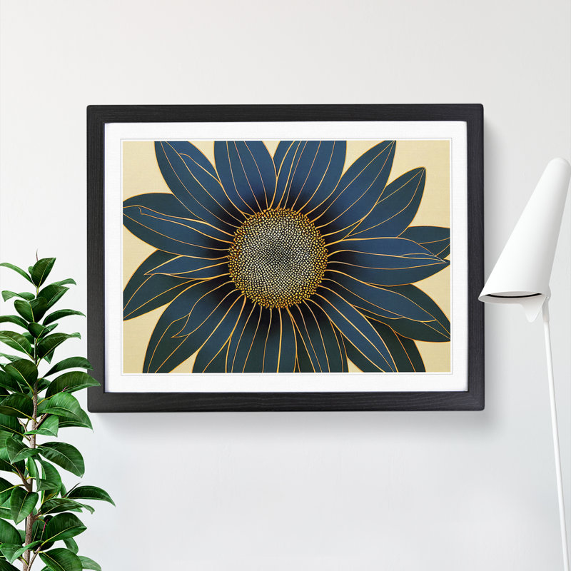Extravagant Flower - Single Picture Frame Print, Black Framed, 46cm H x 64cm W x 2cm D
