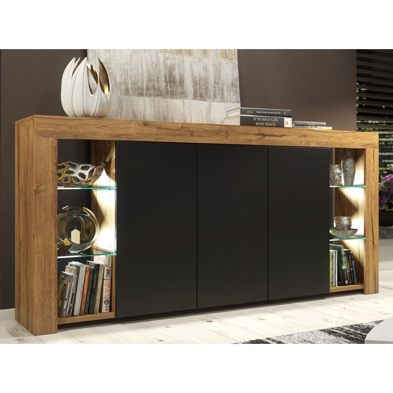 Bebak Unfinished Sidebaord for TVs up to 60", Oak/Black
