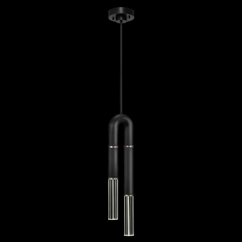 Luminaire suspendu rond 7 po Antonia, Noir / nickel