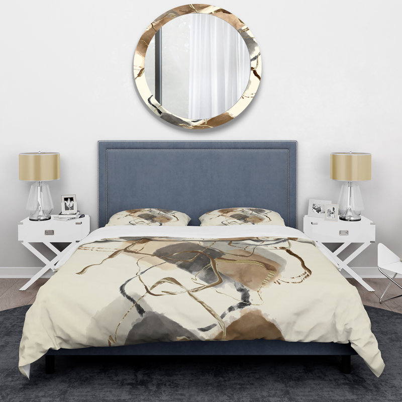 Gold Glam Squares IV - Ensemble de housse de couette à motif abstrait - Microfibre de polyester