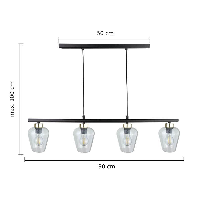 Valor 4 - Light Kitchen Island Pendant, Black/Gold