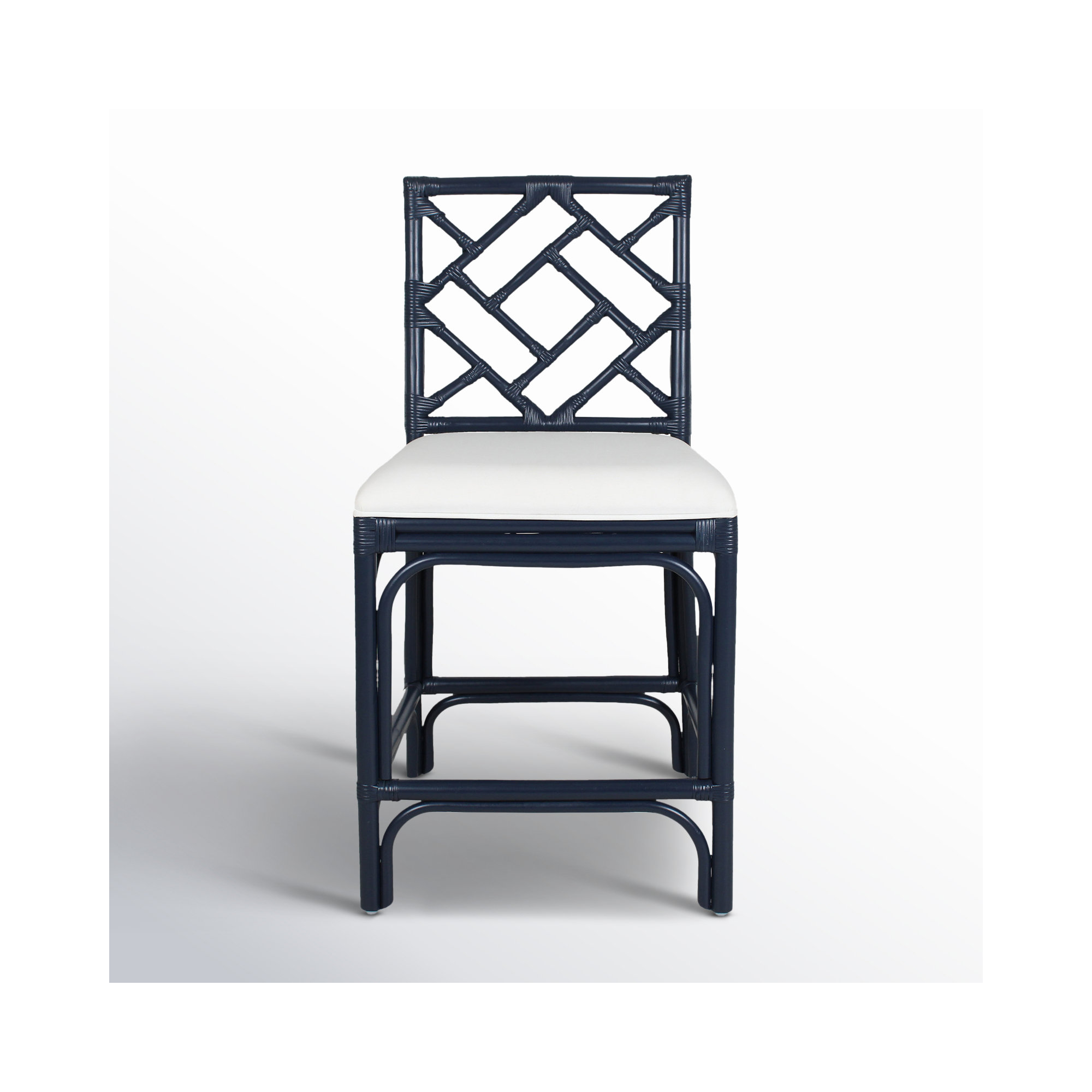 Fulton Woven Stool, White Seat / Navy Frame, Counter Stool (24" Seat Height)