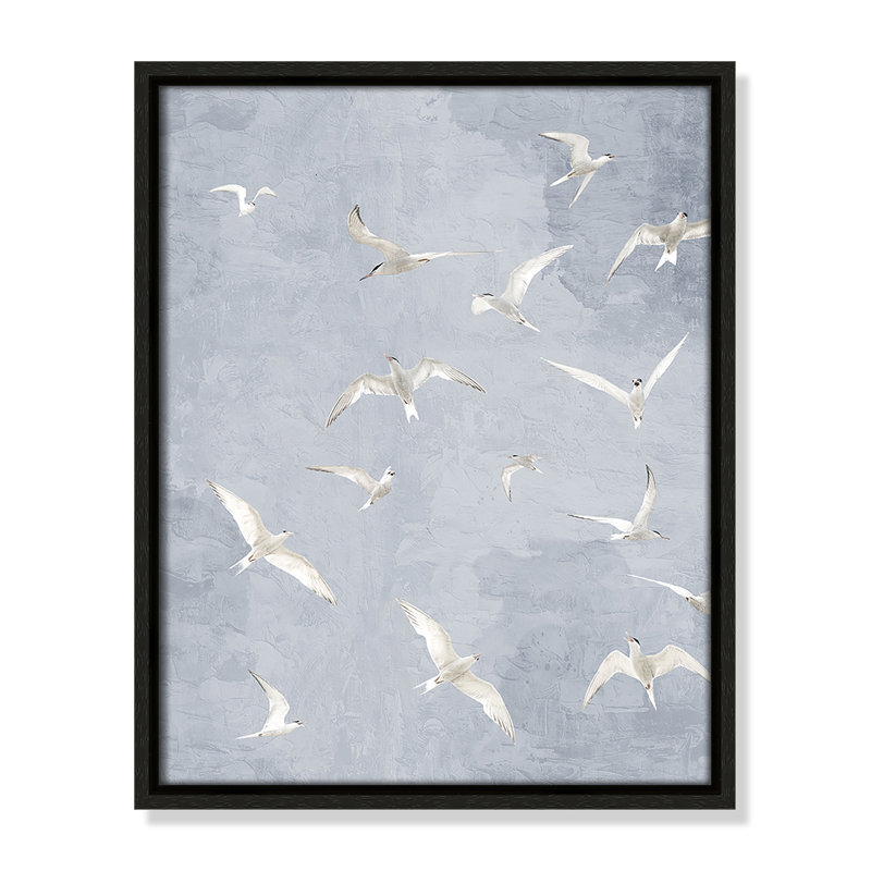 «Flight Flight», impression grise par Kimberly Allen, L 12,5 po x H 15,5 po, Flottant espresso