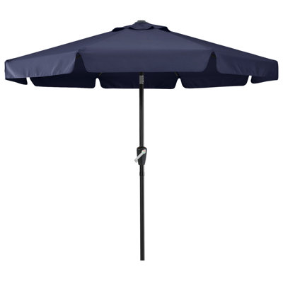 Holmquist Market Umbrella with Scalloped Valance, Tilt and Crank Lift