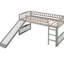 Lit mezzanine simple gris avec glissade - Lignes élégantes et épurées, 14 lattes de soutien, convenant à un lit multifonctionnel de 6 ans et plus, tirant parti de l'espace au sol, fabrication en bois de pin,