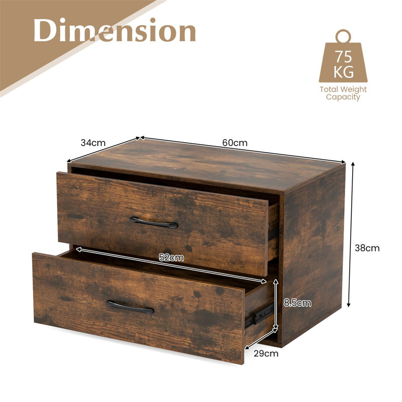 60cm W 2 - Drawer Chest of Drawers
