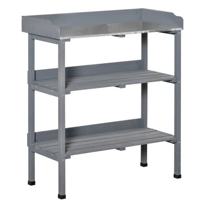 Pflanztisch Gärtnertisch Blumentisch mit Metall Arbeitsfläche Garten Aallaya