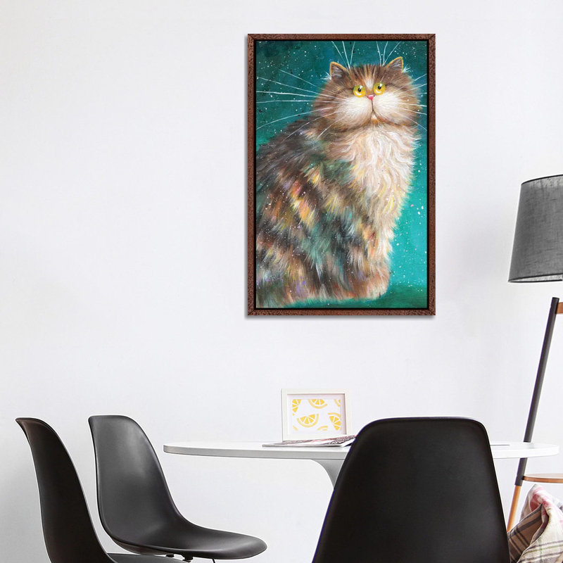 Minino by Kim Haskins - Print on Canvas, 101.6 cm H x 66.04 cm W, Classic Brown Wood Framed