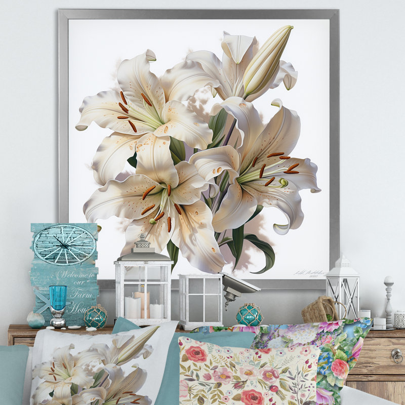 «Lily Blossom Ballet I» sur toile, H 36 po x l 36 po x P 1,5 po, Cadre simple argenté