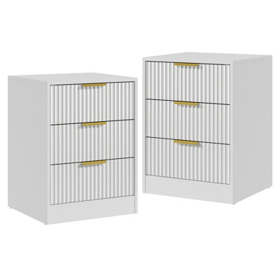 Fluted Nightstand With Storage Drawers