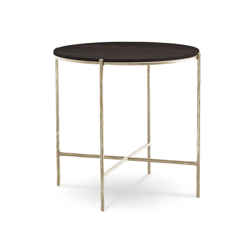 Anna Solid Wood End Table, Raven, Champagne