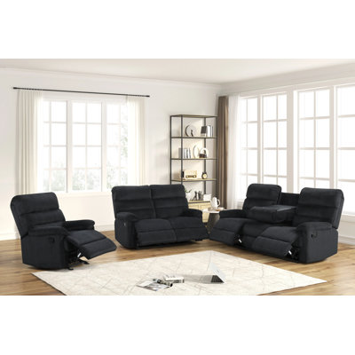 Albert Black Fabric Reclining Living Room Set